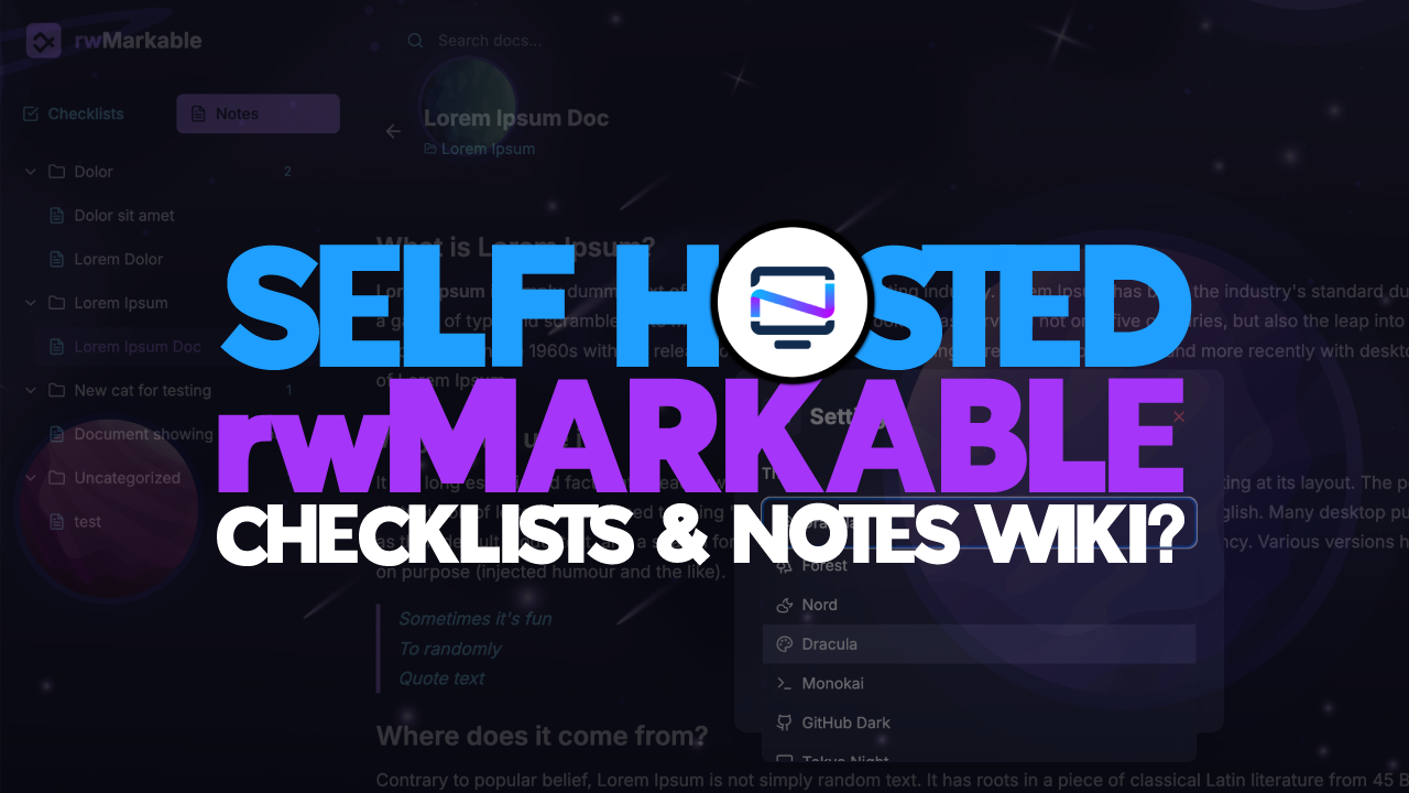rwMarkable: A Self-Hosted Space for Checklists and Notes